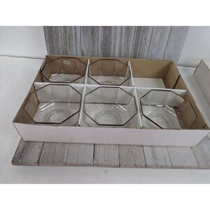 Lead Crystal Set of 5 Berry Salad Bowls Copper Octagon Kristall Royal Italy